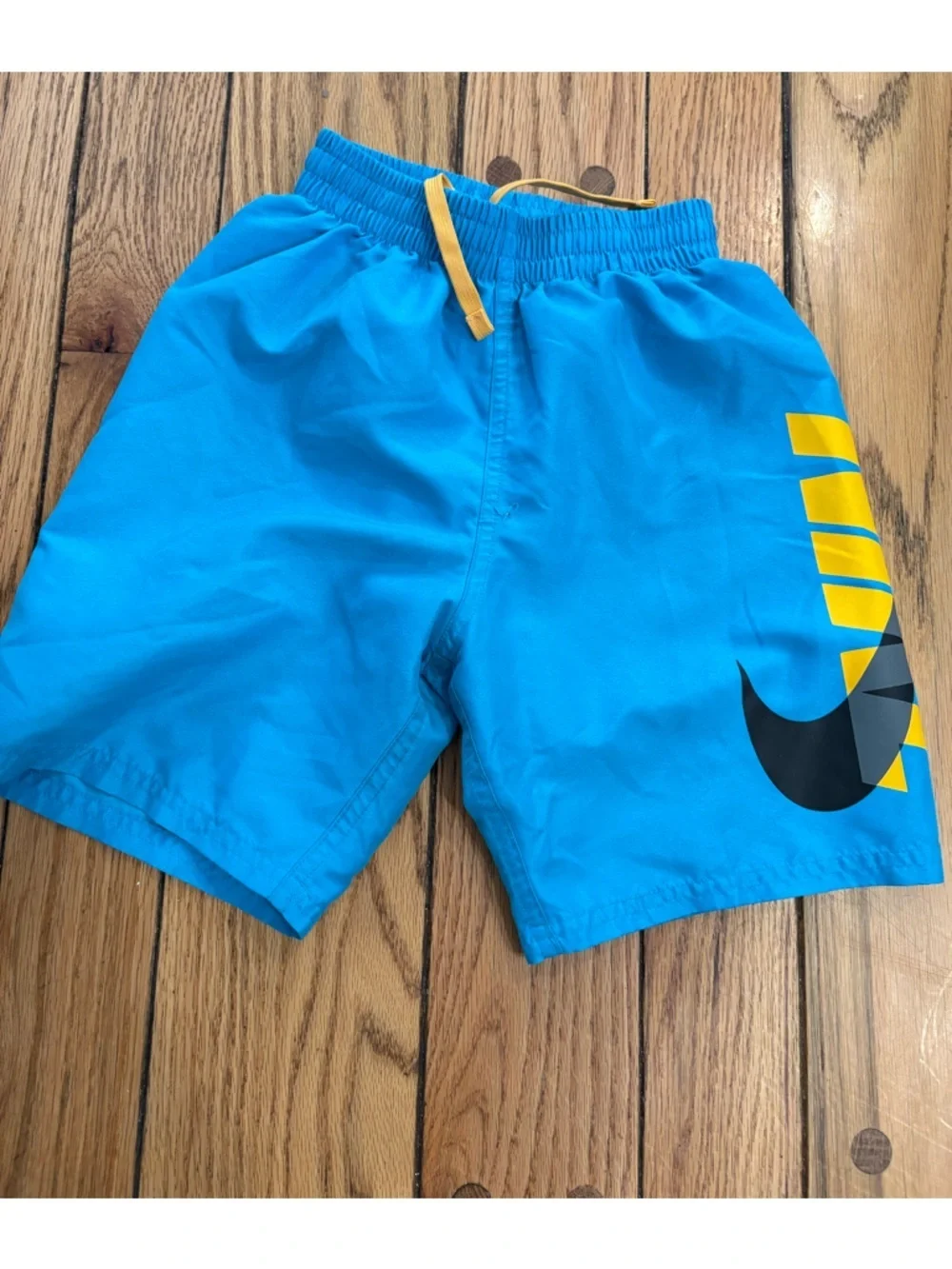 Nike Bright Blue and Orange lined Swim Shorts and Black Logo size small